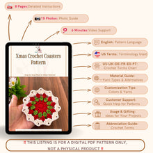 Xmas Crochet Coasters Pattern, Easy Christmas Doily Coasters for Beginners, Crochet Cup Coasters Perfect for Holiday Decor and Gift Giving
