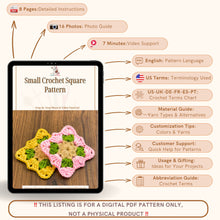 Small Crochet Square Pattern - Beautiful and Easy Granny Squares for Cozy Blankets and Cardigans - Ideal Present for Beginners