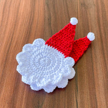 Crochet Santa Hat Coasters Pattern, Decorative Crochet Xmas Coasters for Holiday Home Decor, Ideal for Coffee Lovers