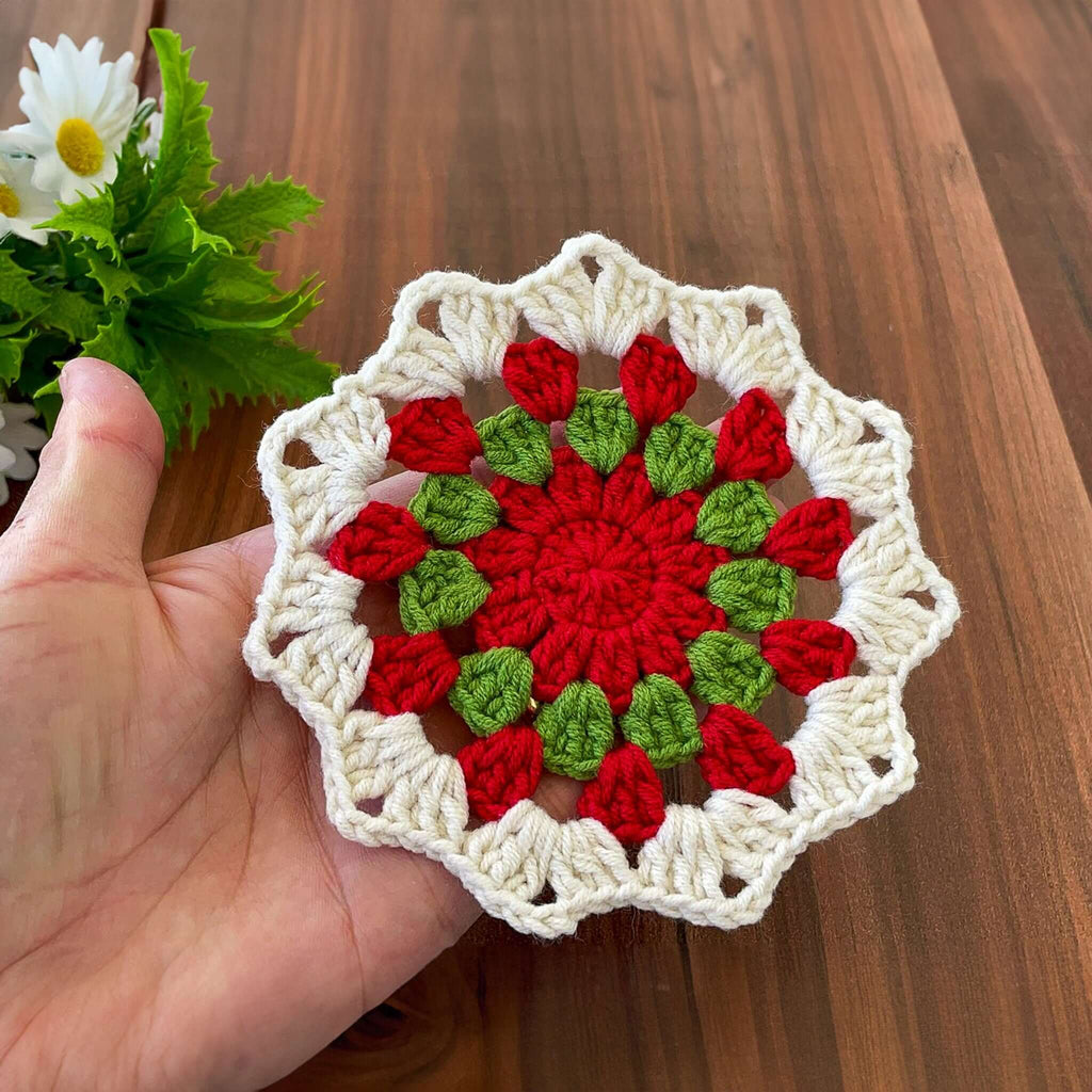 Xmas Crochet Coasters Pattern - Easy Christmas Doily Coasters for Beginners - Hand Trendy
