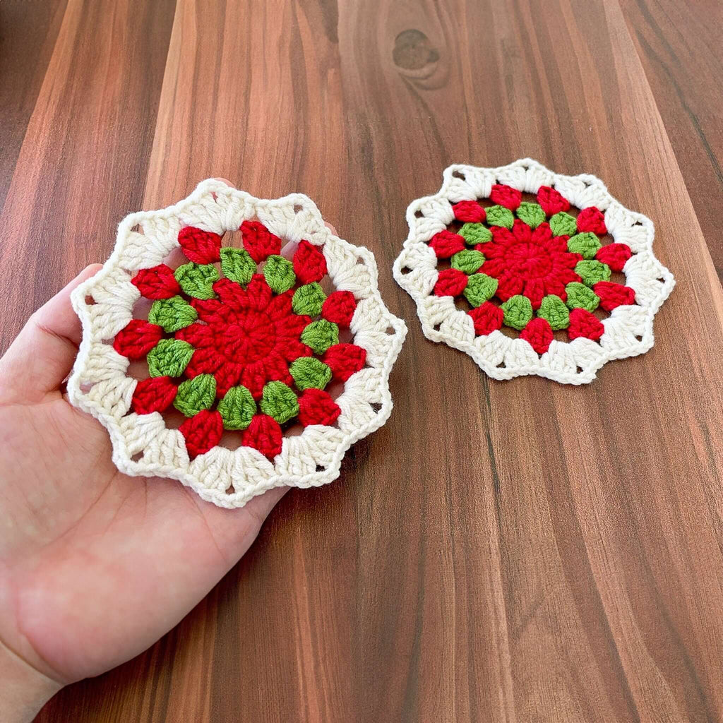 Xmas Crochet Coasters Pattern - Easy Christmas Doily Coasters for Beginners - Hand Trendy