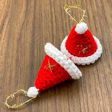 Handmade crochet Santa hat ornament pattern, beginner-friendly Christmas tree decoration DIY, red and white crochet holiday decor, PDF tutorial