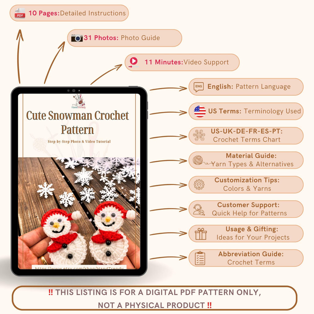 Cute Snowman Crochet Pattern Guide - Cute Amigurumi Snowman Tutorial for DIY Holiday Gift - Hand Trendy