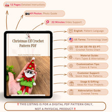Handmade crochet Christmas elf ornament in red and green with festive hat and detailed face, perfect for holiday decor and DIY Christmas crafts.