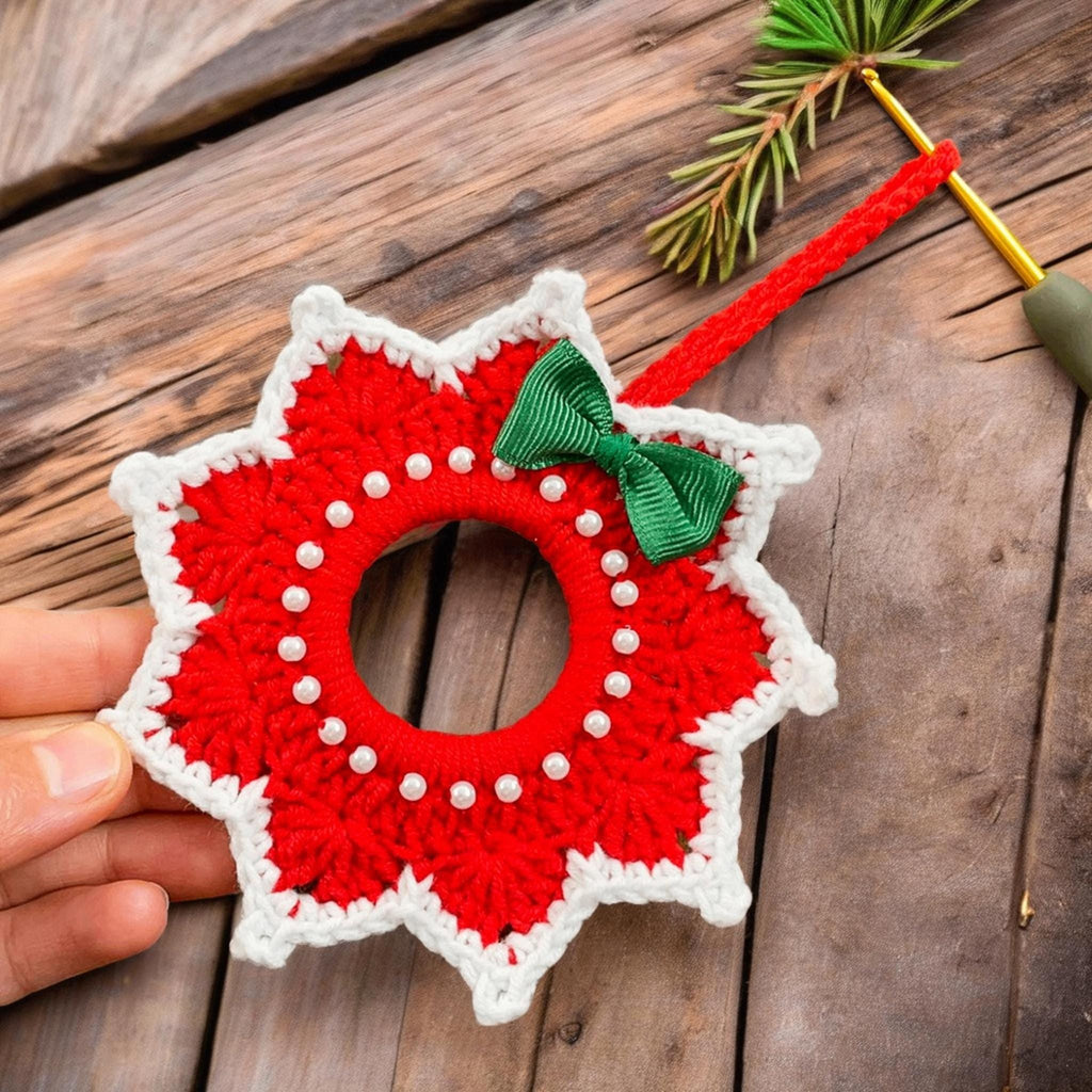 Christmas Crochet Wreath Pattern PDF - Easy DIY Holiday Decoration - Hand Trendy