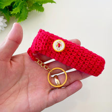 Handmade crochet lip balm and lipstick holder keychain in colorful yarn, PDF pattern for DIY crochet case