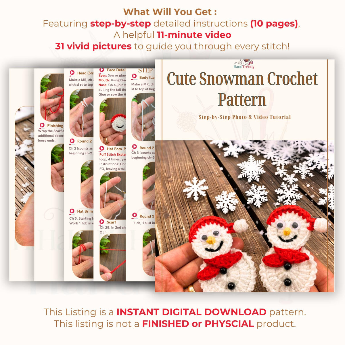 Cute Snowman Crochet Pattern Guide - Cute Amigurumi Snowman Tutorial for DIY Holiday Gift - Hand Trendy