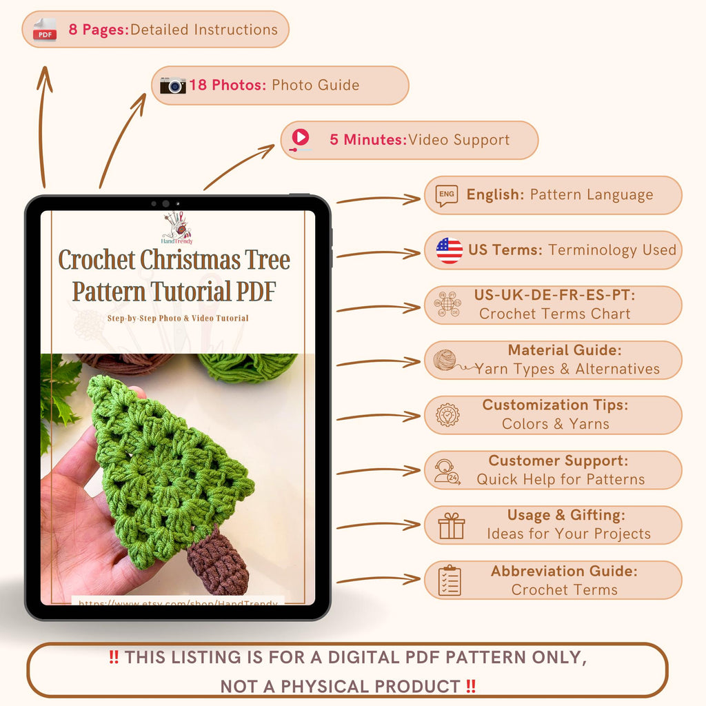 Easy Crochet Christmas Tree Pattern PDF - Easy Holiday Crochet Pattern for Beginners - Hand Trendy
