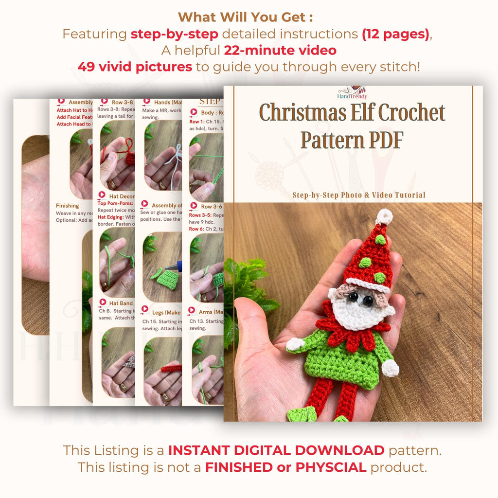 Christmas Elf Crochet PDF - Amigurumi Ornament - DIY Christmas Tree Decoration - Hand Trendy