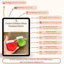 Handmade red crochet mini Christmas mitten, perfect for holiday decoration, Christmas tree ornament, gift tag, and home decor.