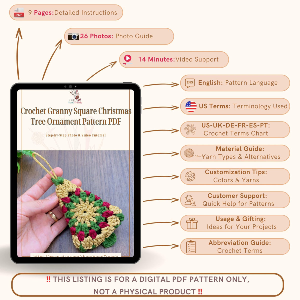 Crochet Christmas Ornament Pattern PDF - Vintage - Inspired Crochet Ornament Pattern for Holiday Decor - Hand Trendy