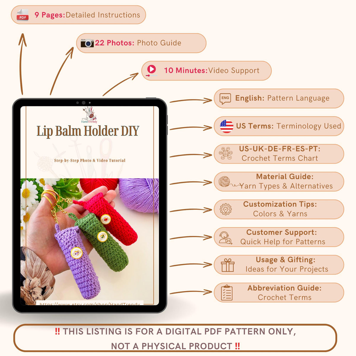 Crochet Lip Balm Holder DIY Pattern - Friendly Pattern for Handmade Gifts - Hand Trendy