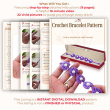 Handmade purple crochet bracelet with pearl accents, delicate floral design for a unique boho-style accessory