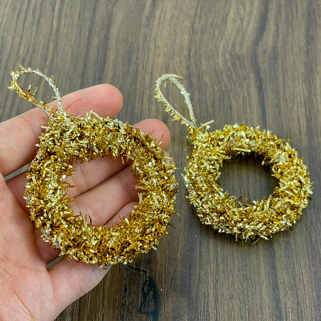 Gold Tinsel Wreath Crochet Pattern PDF - DIY Festive Ornament PDF - Hand Trendy