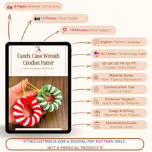 Candy Cane Wreath Crochet Pattern, Christmas Ornament PDF, DIY Holiday Wreath Tutorial, Beginner Friendly Crochet, Handmade Décor Idea