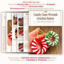 Candy Cane Wreath Crochet Pattern, Christmas Ornament PDF, DIY Holiday Wreath Tutorial, Beginner Friendly Crochet, Handmade Décor Idea