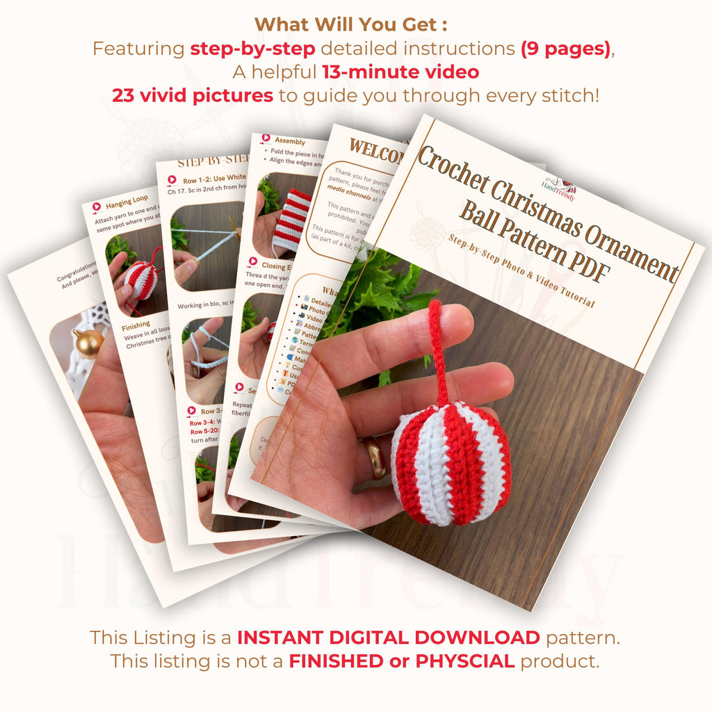 Crochet Christmas Ornament PDF Pattern - Easy DIY Christmas Decoration for Beginners - Hand Trendy