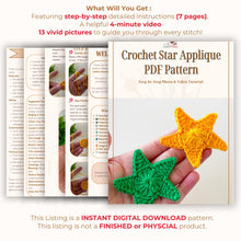 Crochet Star Applique PDF Pattern, DIY Decorative Star Ornament, Handmade Festive Star Design, Easy Crochet Pattern for Beginners