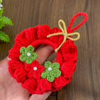 Crochet Ruffled Flower Wreath Pattern PDF - DIY Red Christmas Ornament PDF - Hand Trendy
