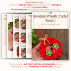 Crochet Ruffled Flower Wreath Pattern PDF - DIY Red Christmas Ornament PDF - Hand Trendy