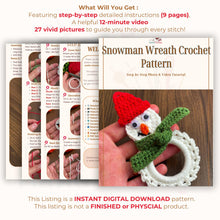 Snowman Wreath Crochet Pattern, Christmas Ornament PDF Tutorial, DIY Holiday Décor, Beginner-Friendly Festive Craft, Handmade Decoration