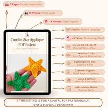 Crochet Star Applique PDF Pattern, DIY Decorative Star Ornament, Handmade Festive Star Design, Easy Crochet Pattern for Beginners