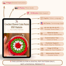 Crochet Flower Coin Purse PDF Pattern, Small Floral Crochet Pouch, Handmade Wallet Design, Christmas Crochet Bag PDF, Instant Download