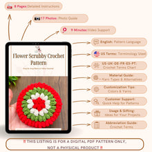 Flower Scrubby Crochet Pattern, Festive DIY Decorative Scrubby for Eco-Friendly Christmas Gift, Easy Beginner PDF Tutorial