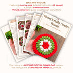 Flower Scrubby Crochet Pattern | Easy PDF Tutorial | Christmas Gift - Hand Trendy