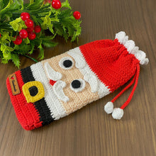 Crochet Santa Bag, Multi-Purpose Crochet Pouch, Perfect DIY Holiday Bottle Cover Gift, Fun Festive Accessory
