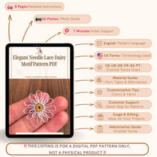 Elegant Needle Lace Daisy Motif Pattern PDF, Intricate Floral Design Tutorial, DIY Jewelry, Embellishments, or Decoration