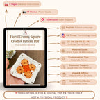Floral Granny Square PDF Pattern - Flower Motif Tutorial for Beginners - Hand Trendy