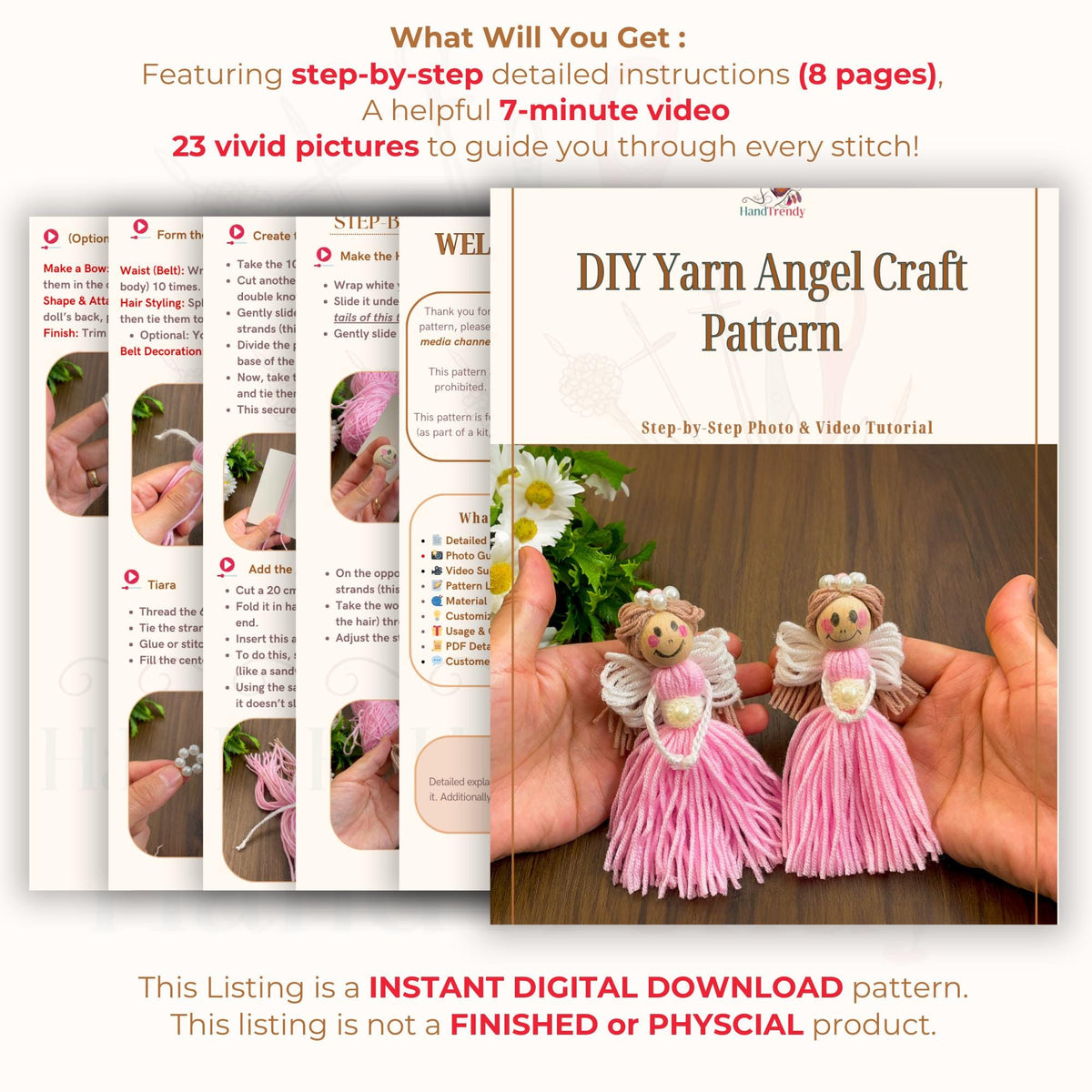 Easy Yarn Angel Pattern Tutorial - Friendly Easy Yarn Angel Pattern for Beautiful Handmade Holiday Decorations - Hand Trendy