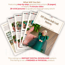 DIY Queen Doll Craft Pattern, Elegant PDF Tutorial for Royal-Themed Decoration, Handmade Queen Ornament, Instant Download