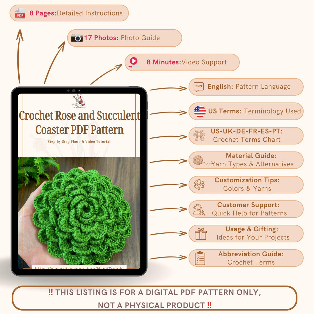 crochet succulent coaster set pattern free Crochet Flower Coaster PDF Pattern – Hand Trendy