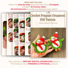 Crochet Penguin Ornament PDF Pattern, DIY Christmas Penguin Decoration, Handmade Festive Penguin Applique, Holiday Crochet Design