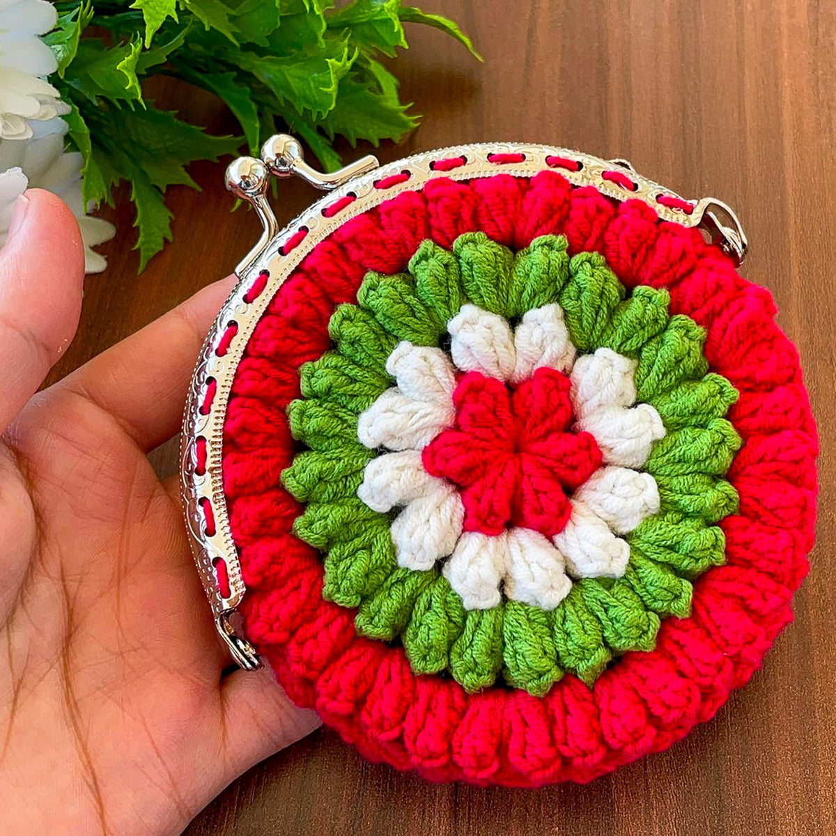 Crochet Flower Coin Purse Pattern PDF - Small Floral Crochet Pouch - Hand Trendy