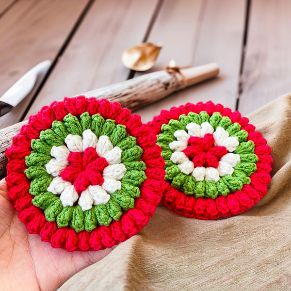 Flower Scrubby Crochet Pattern, Festive DIY Decorative Scrubby for Eco-Friendly Christmas Gift, Easy Beginner PDF Tutorial