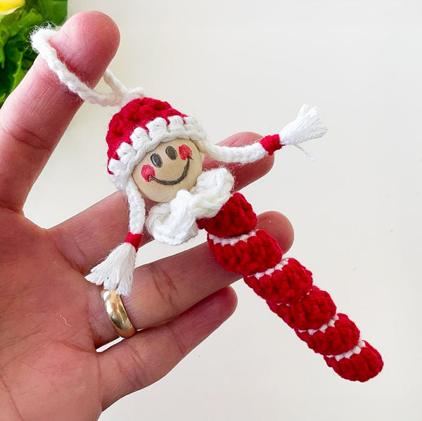 Crochet Santa Caterpillar, Digital Holiday Crochet Pattern for Decor, Adorable Christmas DIY Ornament Gift for Beginners