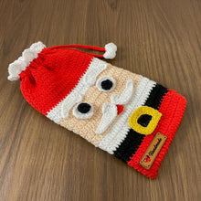 Crochet Santa Bag, Multi-Purpose Crochet Pouch, Perfect DIY Holiday Bottle Cover Gift, Fun Festive Accessory