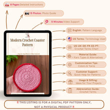 Modern Crochet Coaster Pattern, Unique DIY Cotton Round Coaster Tutorial, Perfect Handmade Table Decor Gift for Beginners