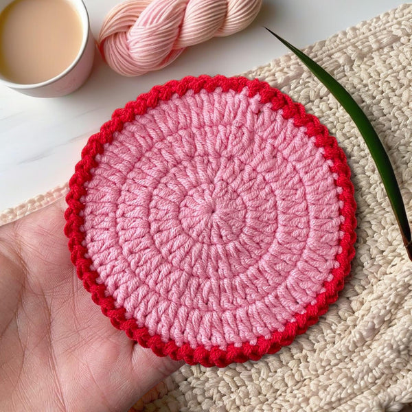 Modern Crochet Coaster Pattern, Unique DIY Cotton Round Coaster Tutorial, Perfect Handmade Table Decor Gift for Beginners