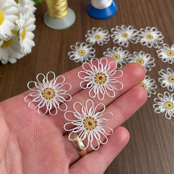 Elegant Needle Lace Daisy Motif Pattern PDF, Intricate Floral Design Tutorial, DIY Jewelry, Embellishments, or Decoration