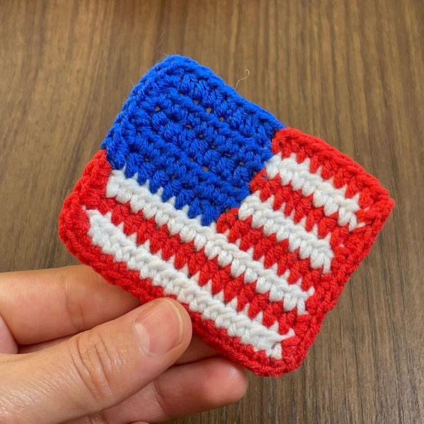 American Flag Crochet Pattern, USA Flag Applique PDF, Patriotic Crochet Square, DIY Independence Day Decor, Handmade 4th of July Craft