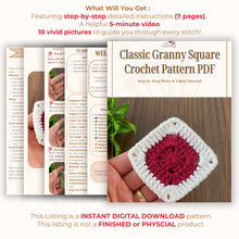 Classic Granny Square Crochet Pattern PDF, Beginner-Friendly Tutorial, DIY Blanket, Scarf, or Home Decor Project