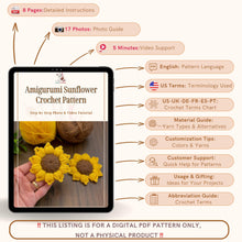 Amigurumi Sunflower Crochet Pattern, 3D Crochet Flower Plush, Stuffed Sunflower Applique PDF, DIY Floral Home Decor, Instant Download