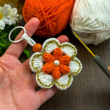 3D Crochet Puffy Flower Keychain Pattern, Amigurumi Floral Key Ring PDF, Handmade Crochet Keychain DIY, Instant Download Crochet Pattern