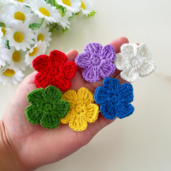 Crochet Small Flower Applique Pattern, Easy Floral Motif PDF, DIY Embellishment for Clothes, Handmade Decoration, Instant Download Crochet