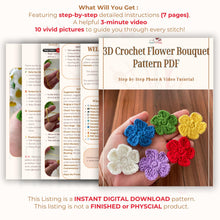 Crochet Small Flower Applique Pattern, Easy Floral Motif PDF, DIY Embellishment for Clothes, Handmade Decoration, Instant Download Crochet