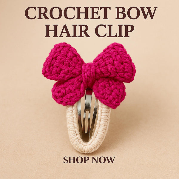 Crochet Hair Bow and Snap Hair Clips Pattern  - Crochet Girls Hair Accessory PDF